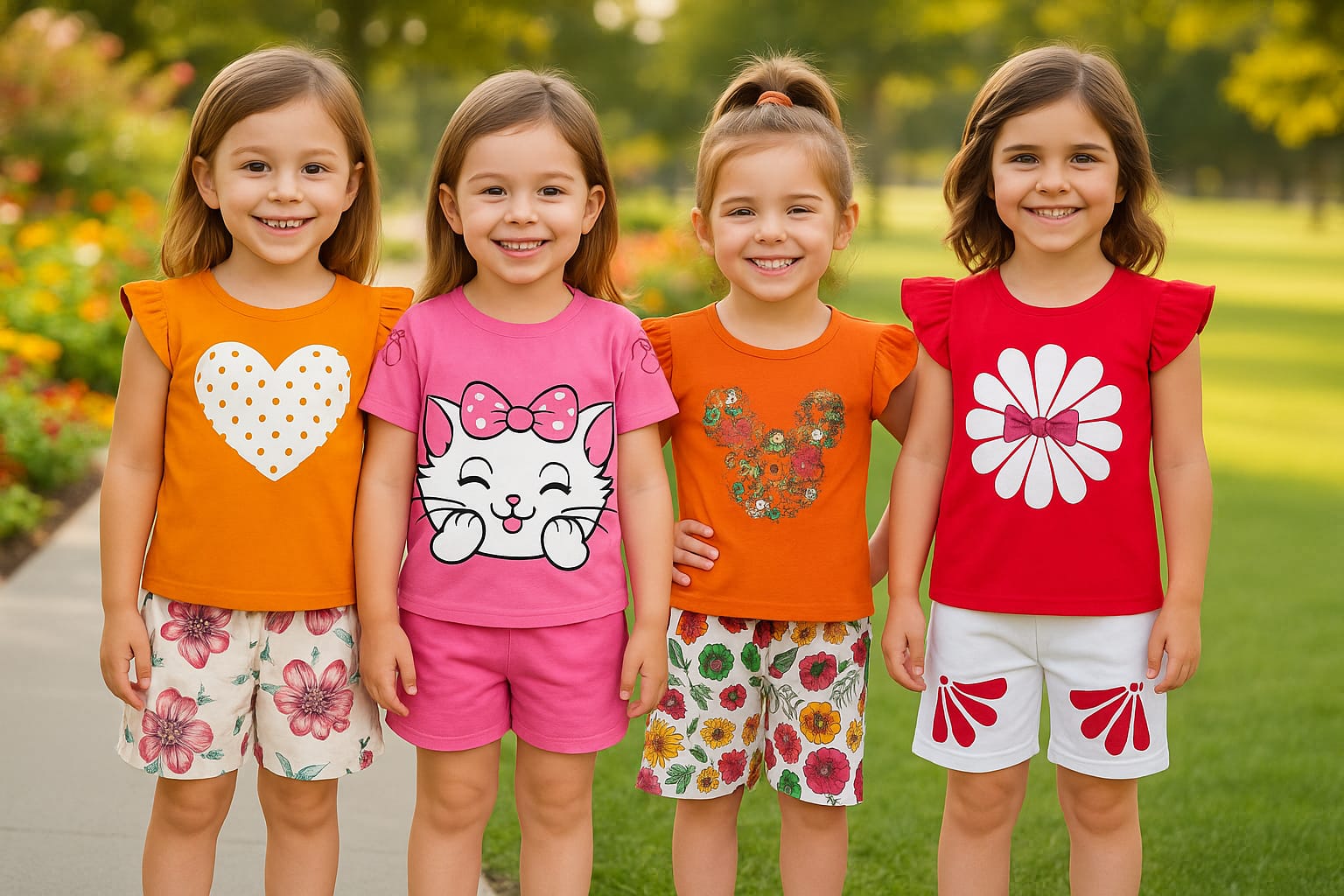 Girls t-shirt and pant set (4 set combo)