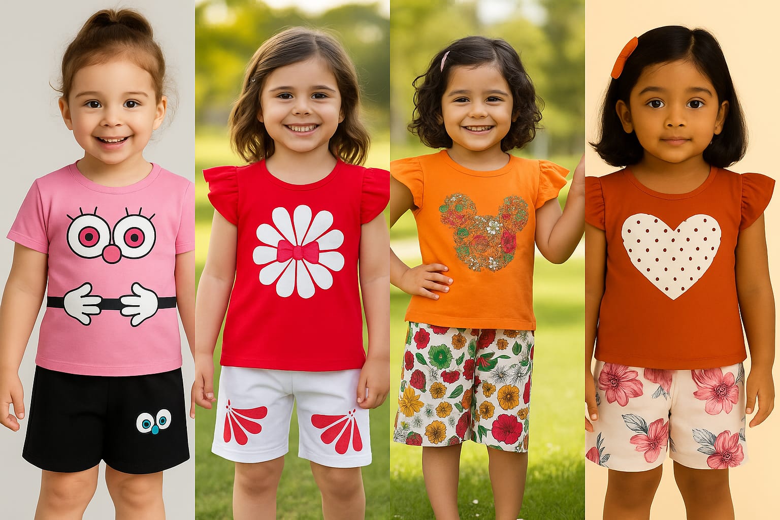 Girls t-shirt and pant set (4 set combo)