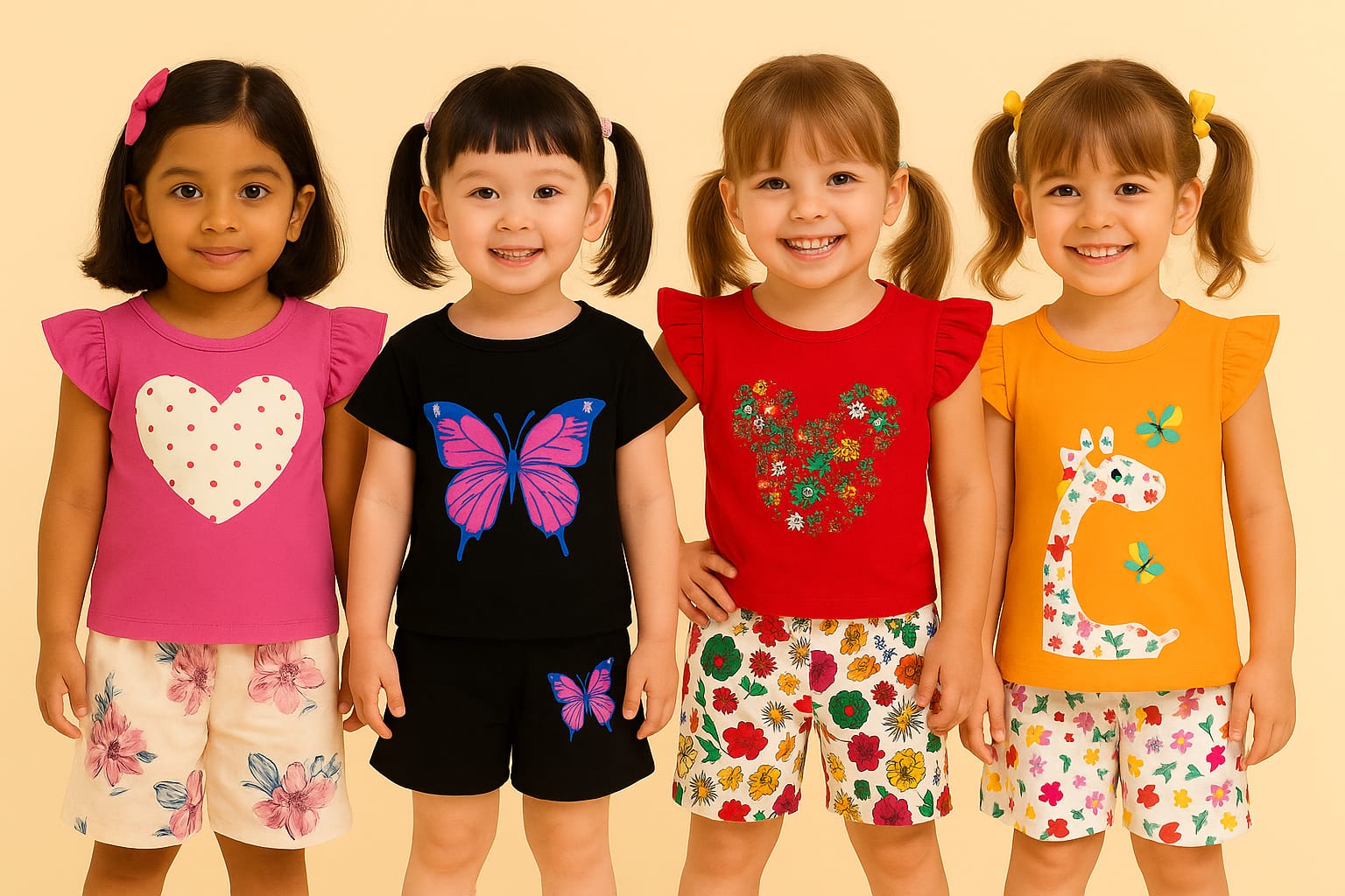 Girls t-shirt and pant set (4 set combo)