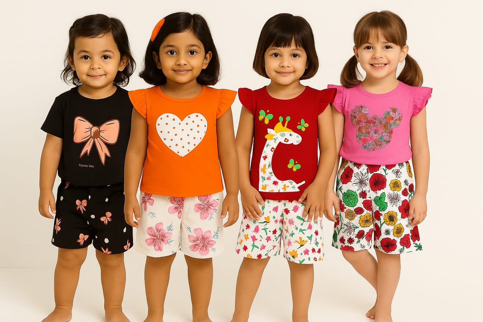 Girls t-shirt and pant set (4 set combo)