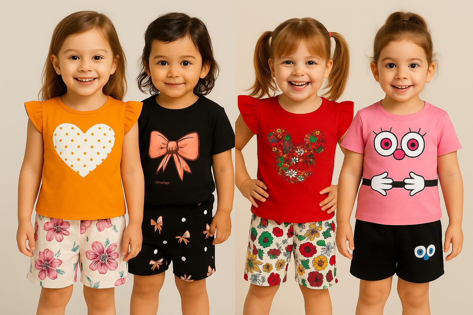 Girls t-shirt and pant set (4 set combo)