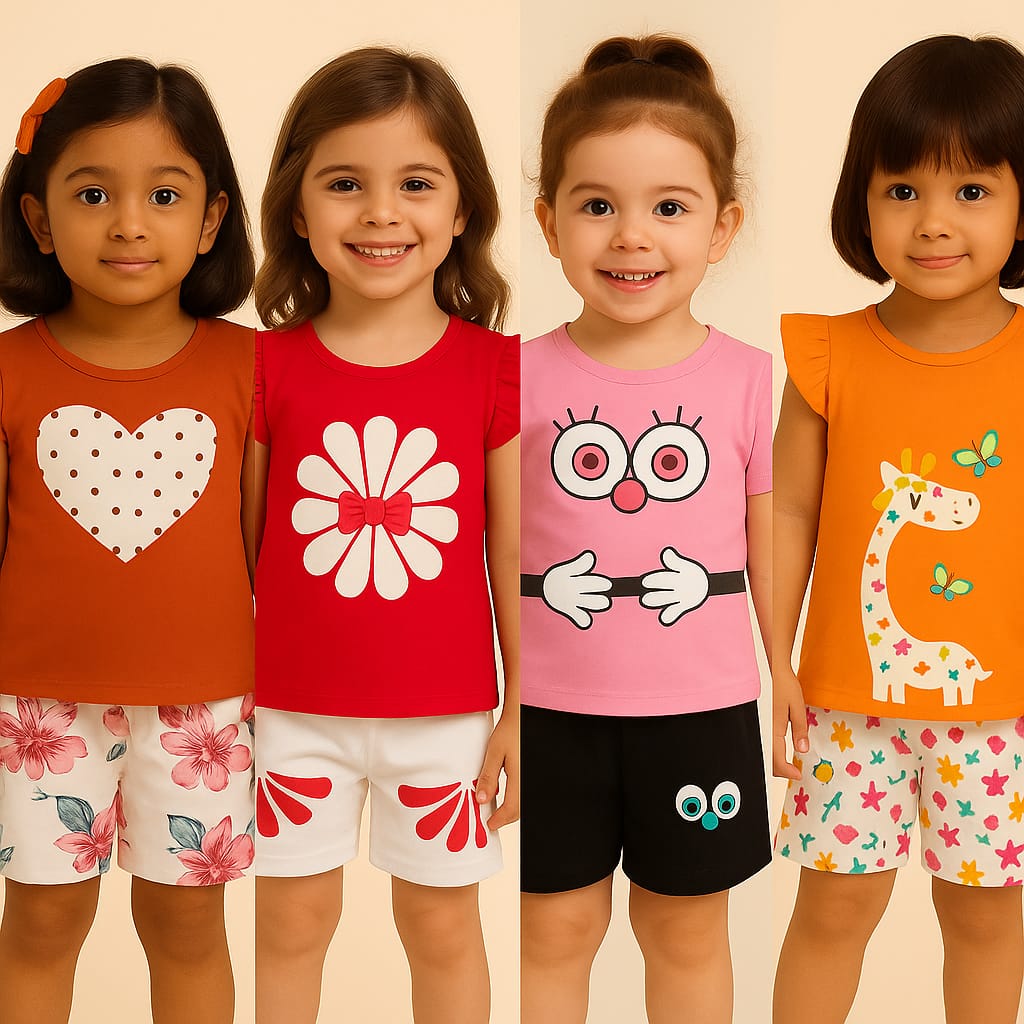 Girls t-shirt and pant set (4 set combo)