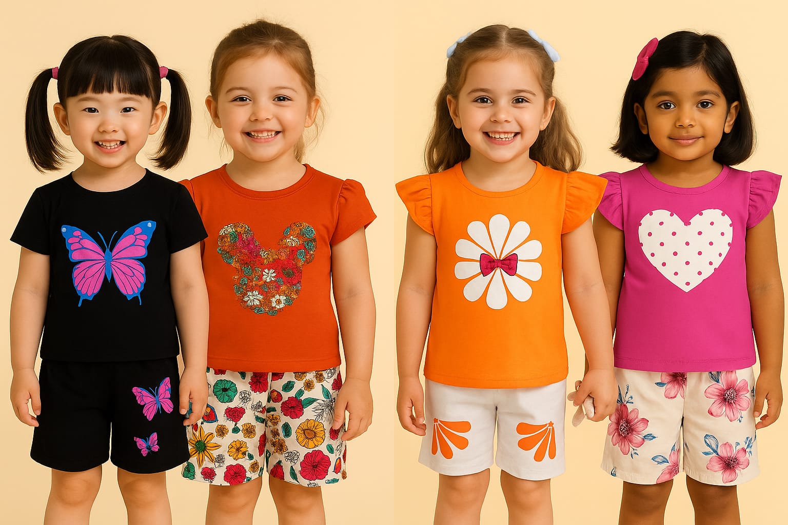 Girls t-shirt and pant set (4 set combo)