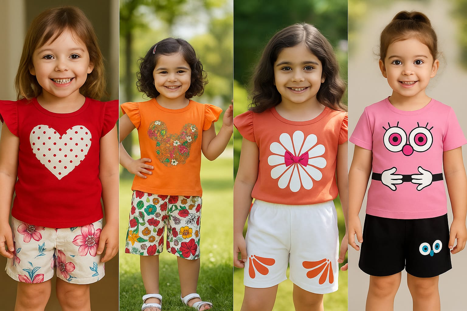 Girls t-shirt and pant set (4 set combo)