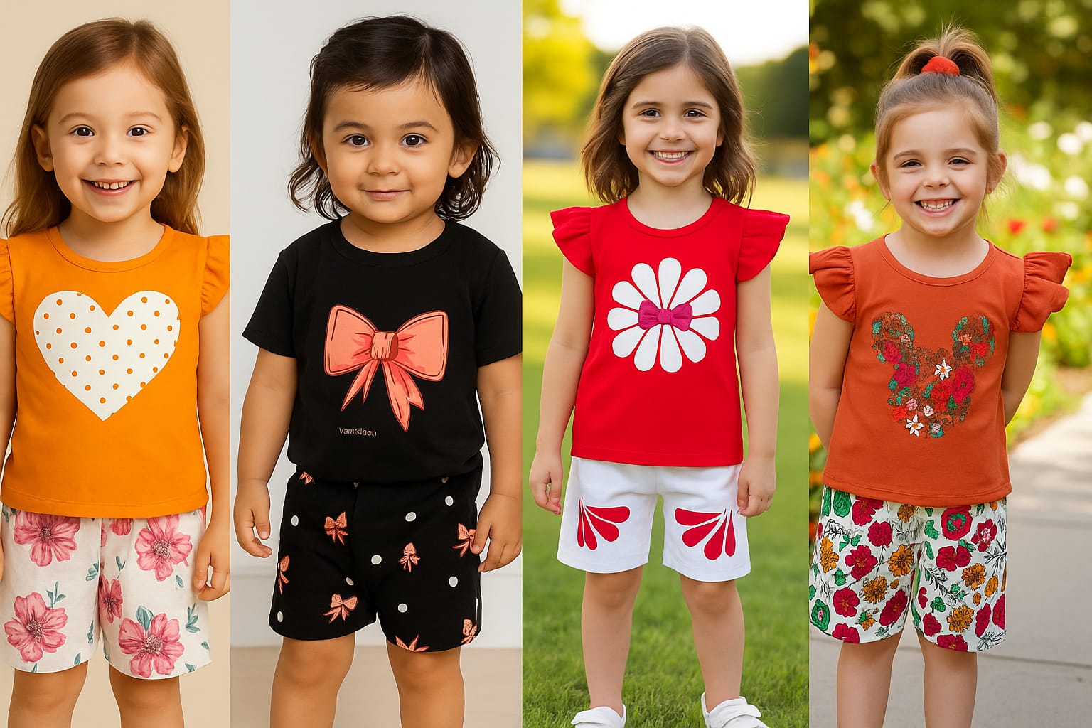 Girls t-shirt and pant set (4 set combo)