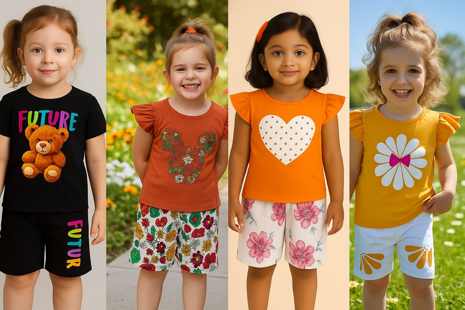 Girls t-shirt and pant set (4 set combo)