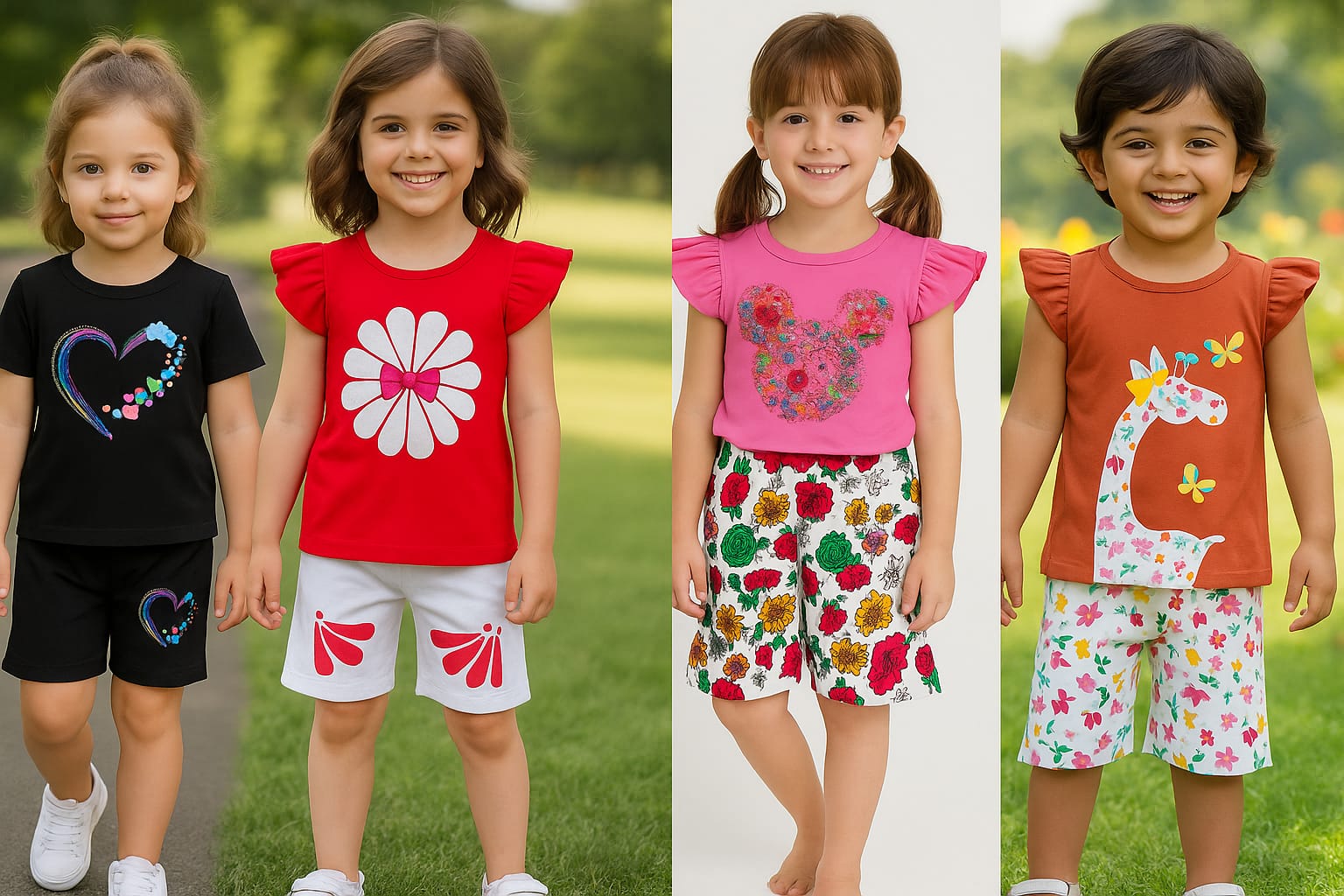 Girls t-shirt and pant set (4 set combo)