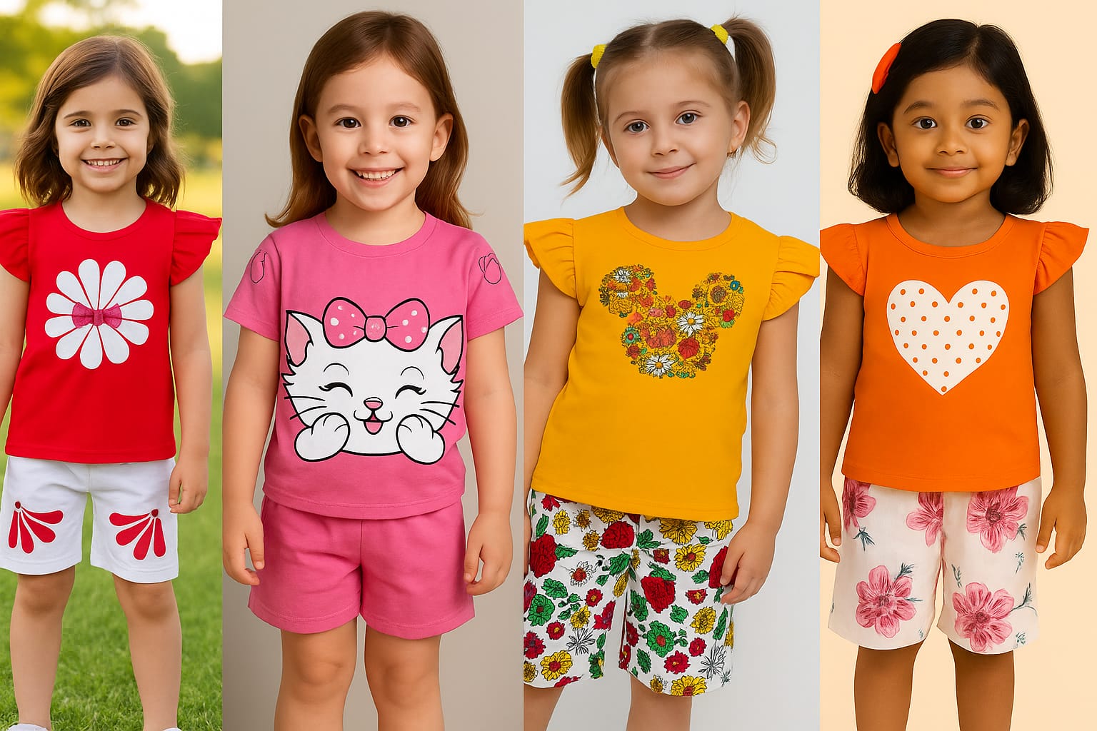 Girls t-shirt and pant set (4 set combo)