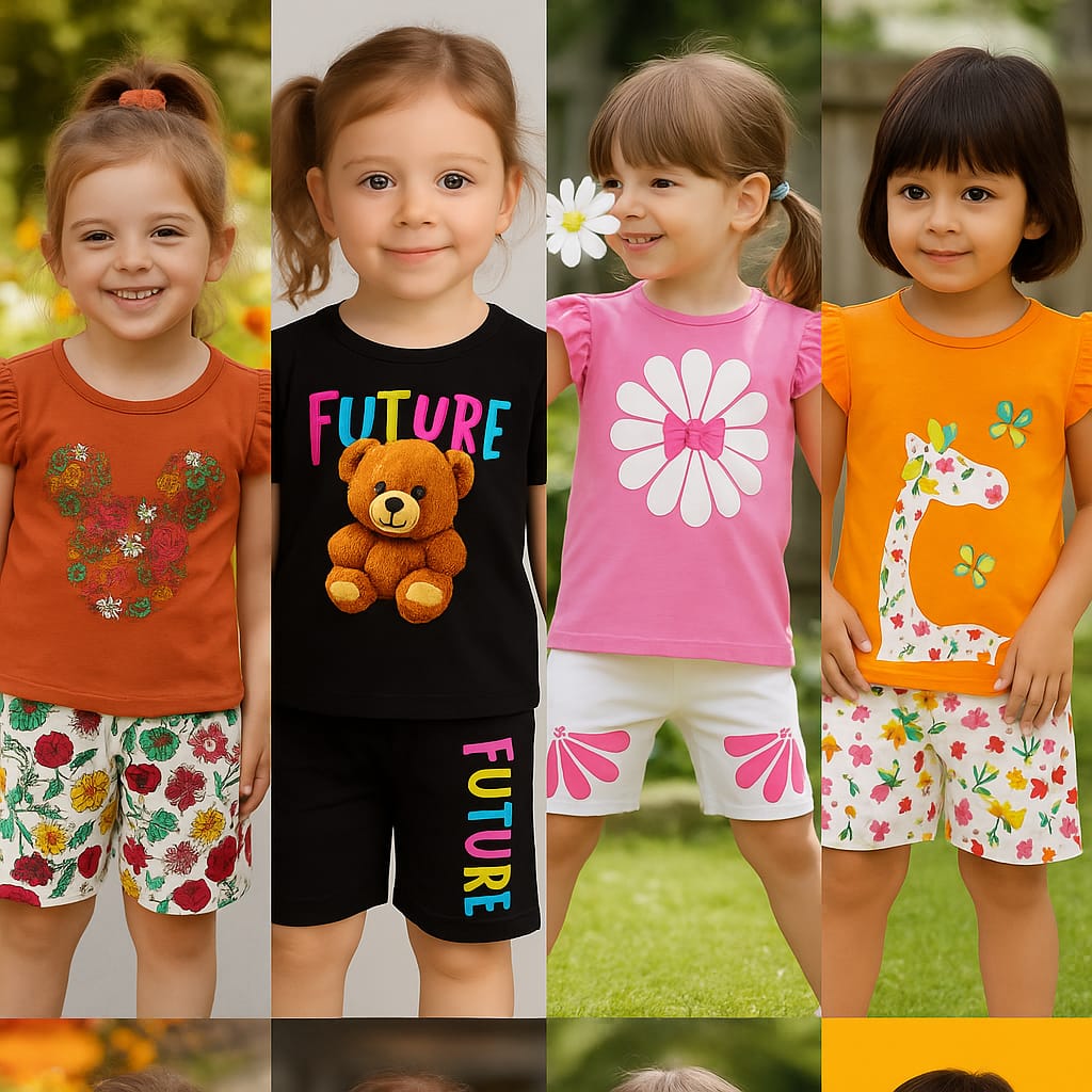 Girls t-shirt and pant set (4 set combo)