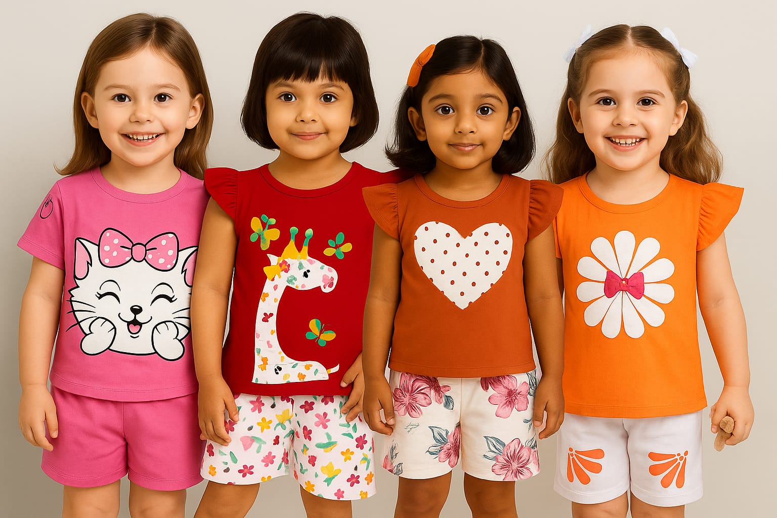 Girls t-shirt and pant set (4 set combo)