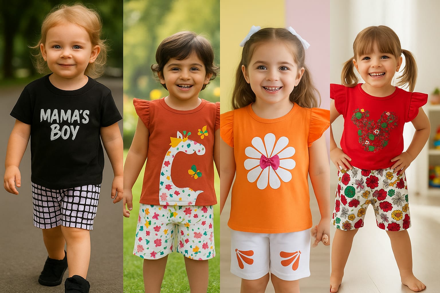 Girls t-shirt and pant set (4 set combo)