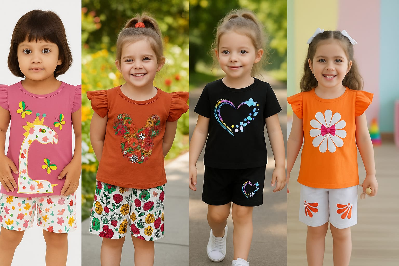 Girls t-shirt and pant set (4 set combo)