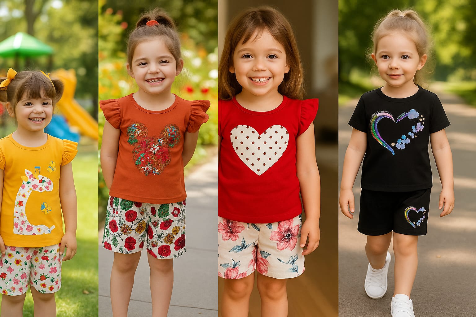 Girls t-shirt and pant set (4 set combo)