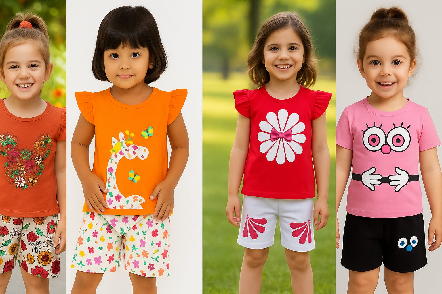 Girls t-shirt and pant set (4 set combo)