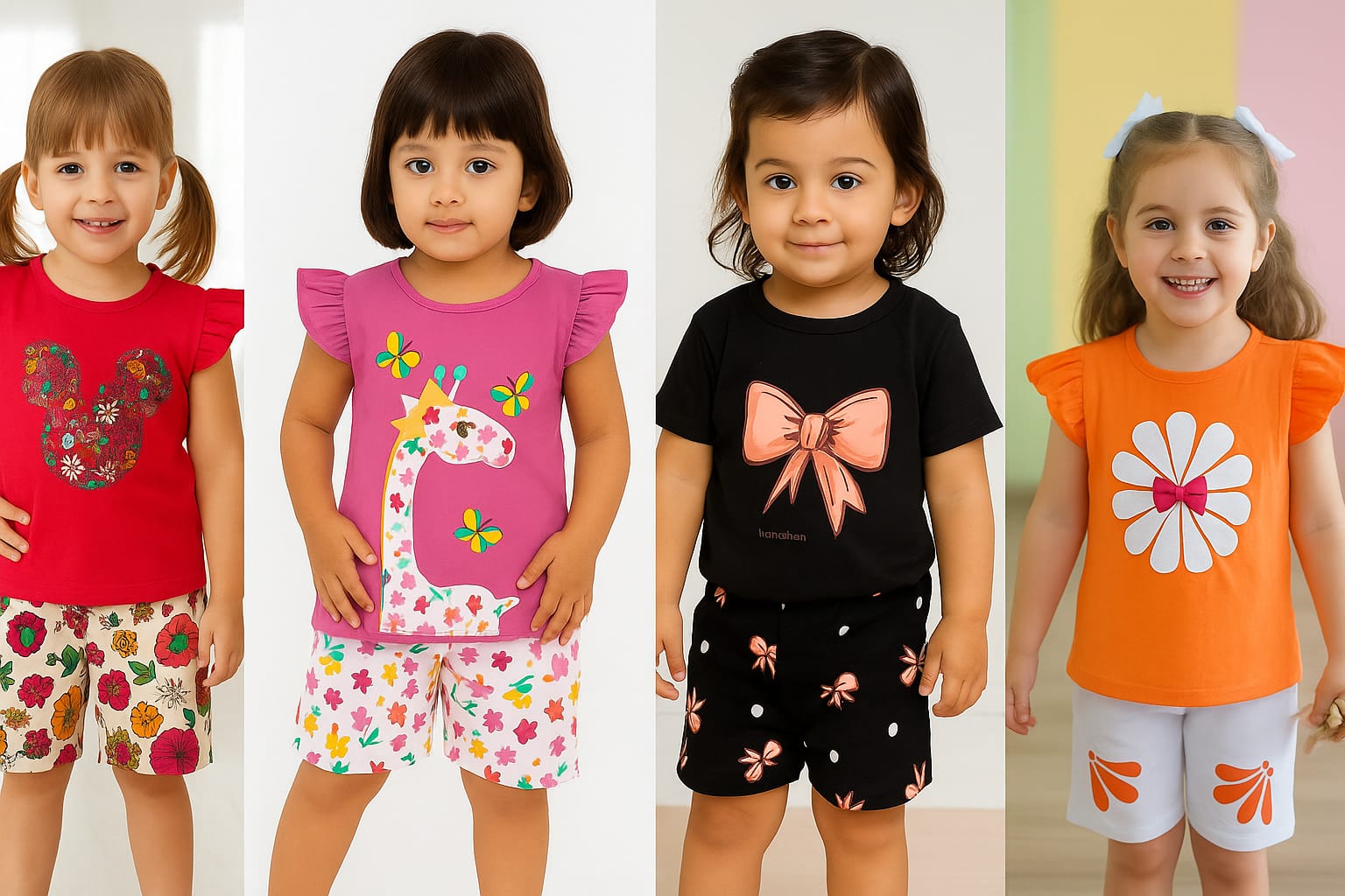 Girls t-shirt and pant set (4 set combo)
