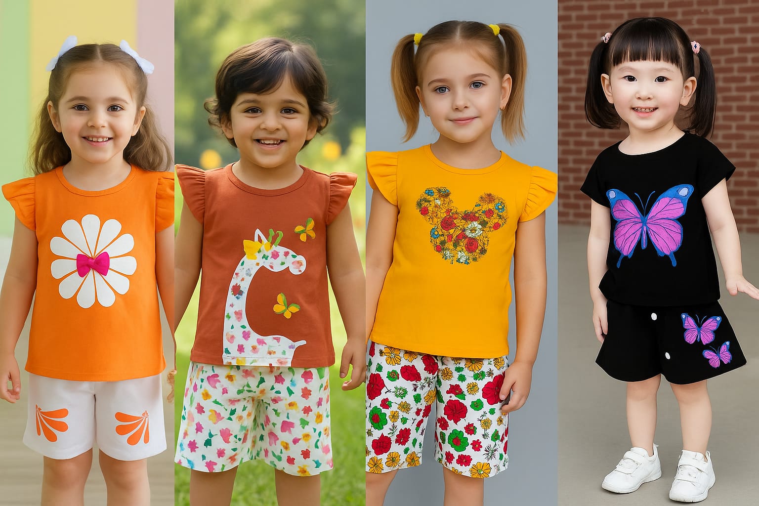 Girls t-shirt and pant set (4 set combo)