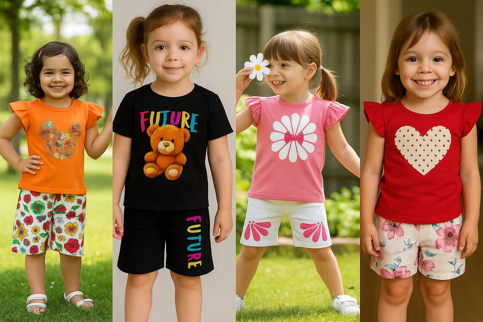 Girls t-shirt and pant set (4 set combo)