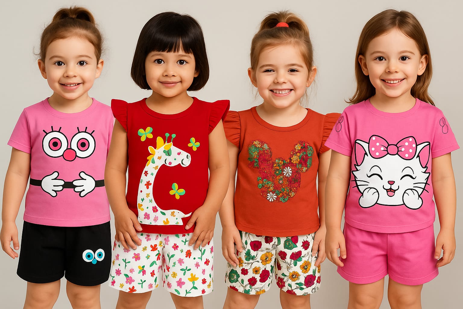 Girls t-shirt and pant set (4 set combo)