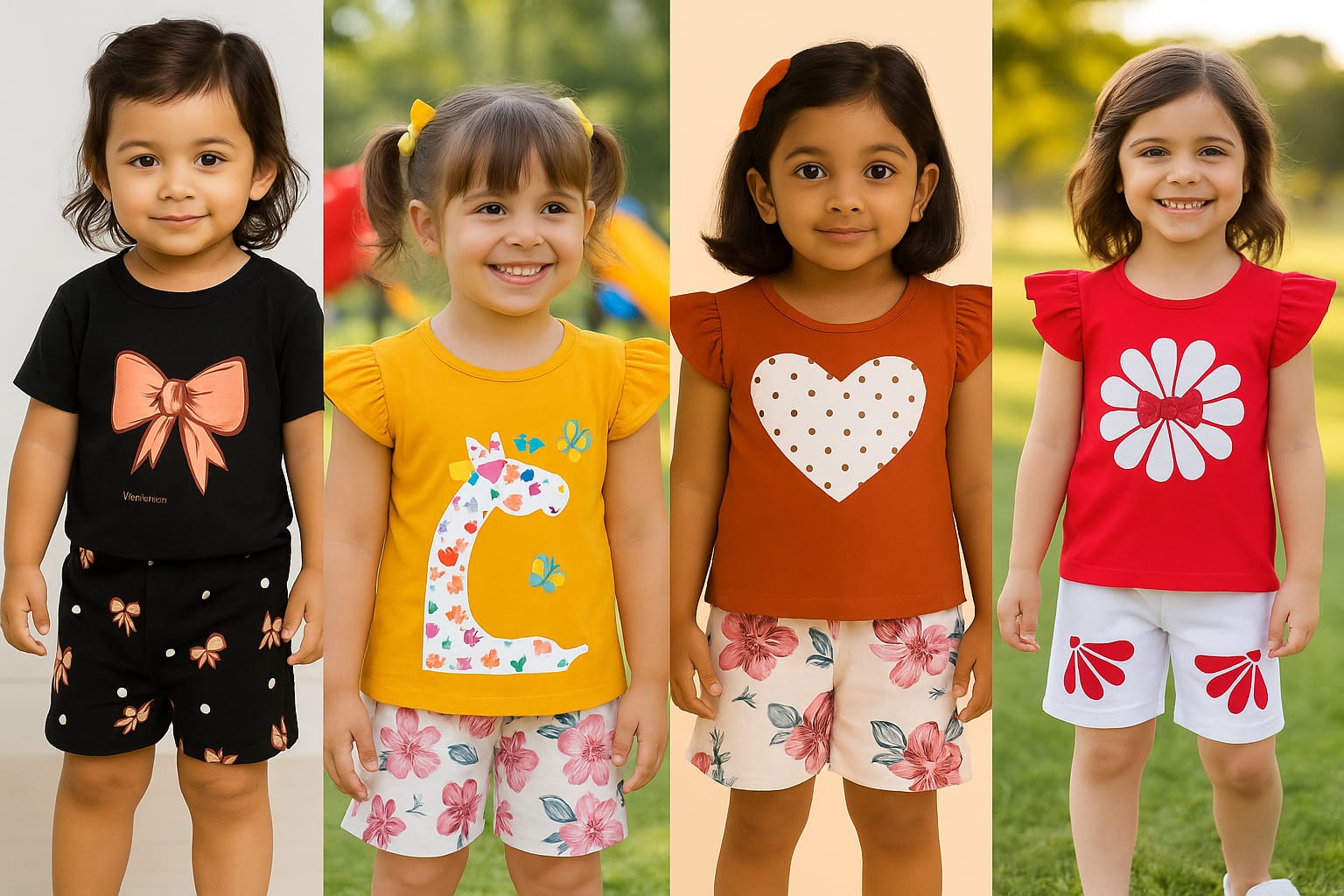 Girls t-shirt and pant set (4 set combo)