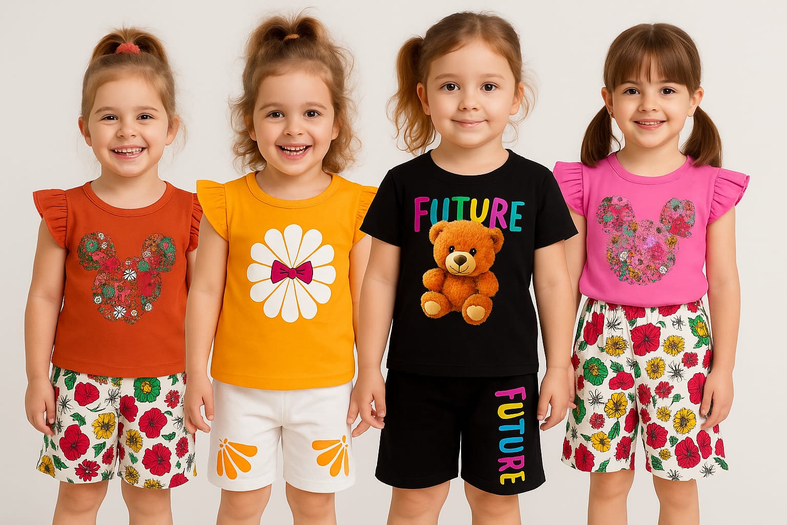 Girls t-shirt and pant set (4 set combo)