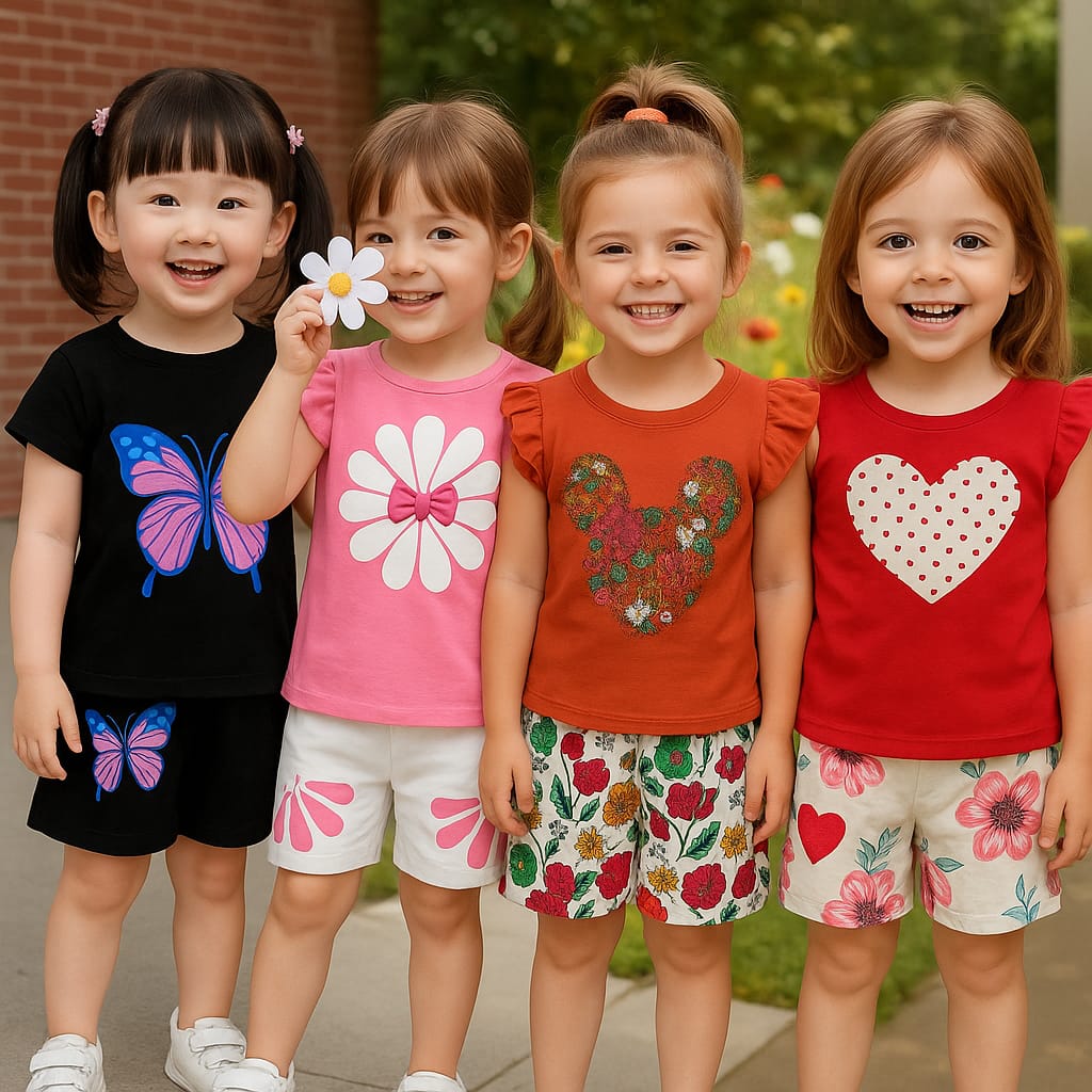 Girls t-shirt and pant set (4 set combo)