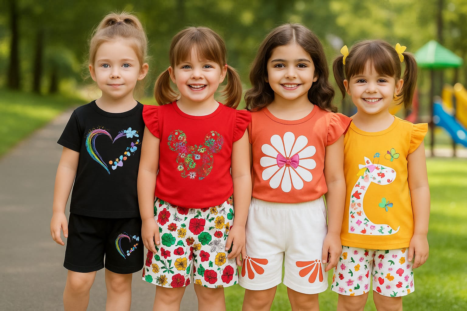 Girls t-shirt and pant set (4 set combo)